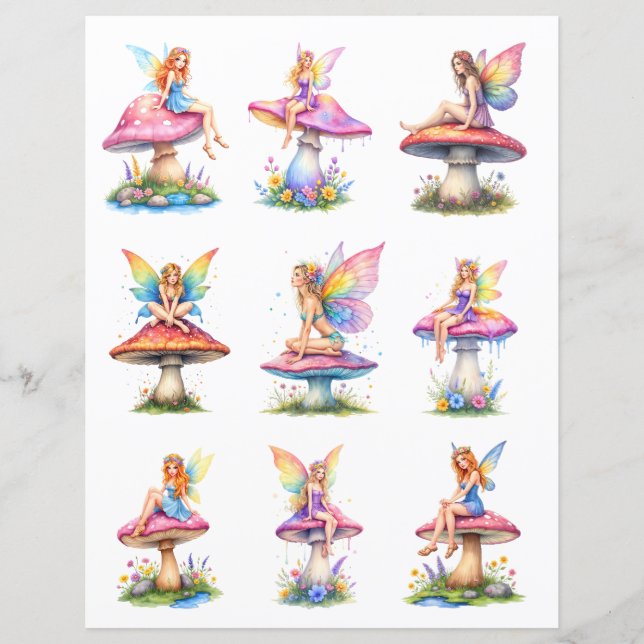 Colorful Fairy Scrapbook Paper Cutouts (Frente)