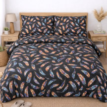 Colorful Feather Art Reversible Boho Graphic Print