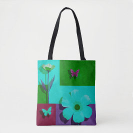Colorful Floral & Butterfly Art Tote Bag