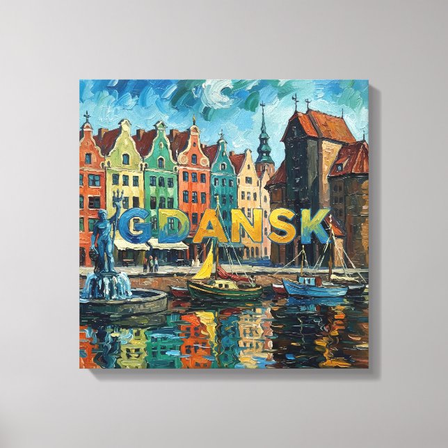 Colorful Gdansk Waterfront Scene Canvas (Frente)