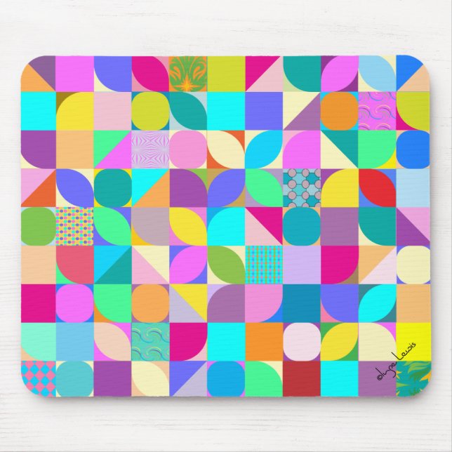 Colorful Geometric Abstract Fun Graphic Mouse Pad (Frente)