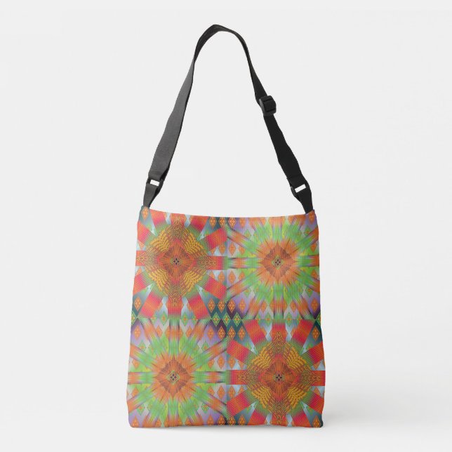 Colorful Geometric Boho Crossbody Tote Bag – Moder (Verso)