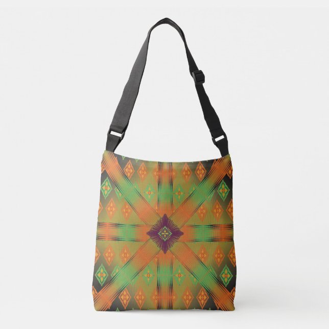 Colorful Geometric Boho Crossbody Tote Bag – Moder (Frente)