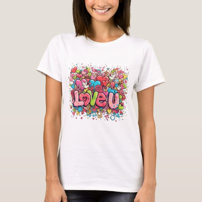 Colorful Graffiti Love U Women's T-Shirt (Frente)