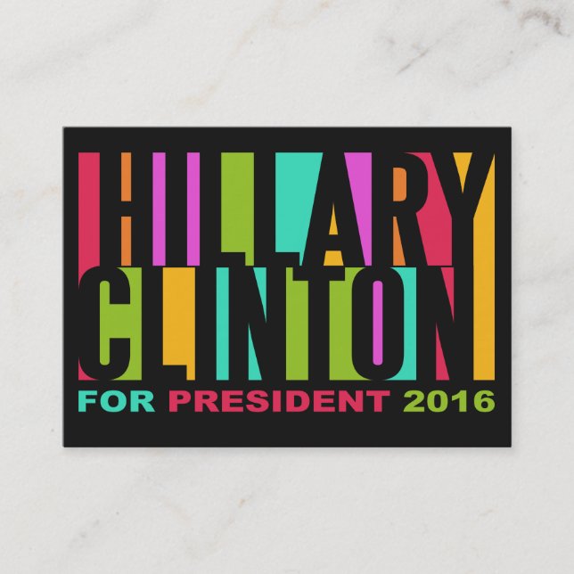 Colorful Hillary Clinton 2016 cartões de visitas p (Frente)