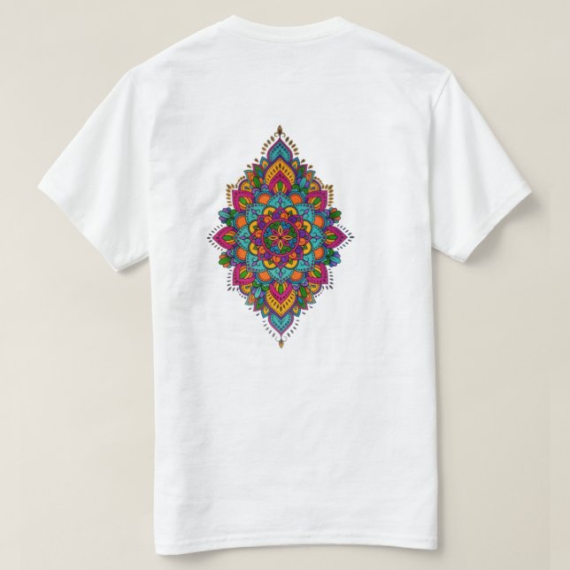 Colorful Mandala Back Print T-Shirt (Verso do Design)