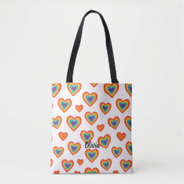 Colorful Marker Heart Pattern Tote Bag