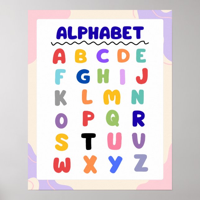 Colorful Modern Rainbow Alphabet Chart Poster (Frente)