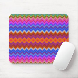 Colorful mouse pad featuring vibrant zigzag