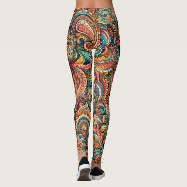Colorful Paisley Leggings tout-imprimé (Verso)