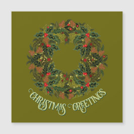 Colorful Paisley Wreath on Green Christmas Card