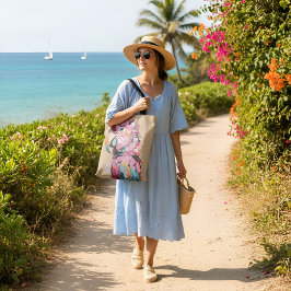 Colorful Parrot Tote Bag with Artistic Brushstroke