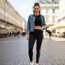 Colorful Rainbow Heart Printed Leggings for Women