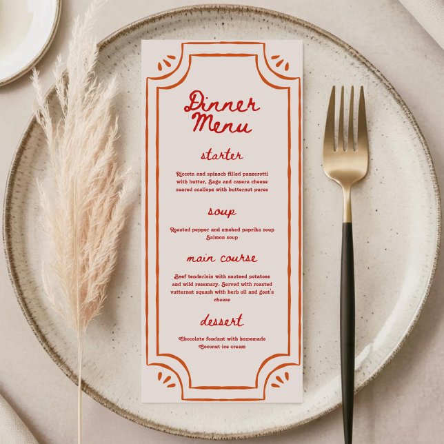 Colorful Retro Hand Written Wedding Flat Menu (Criador carregado)