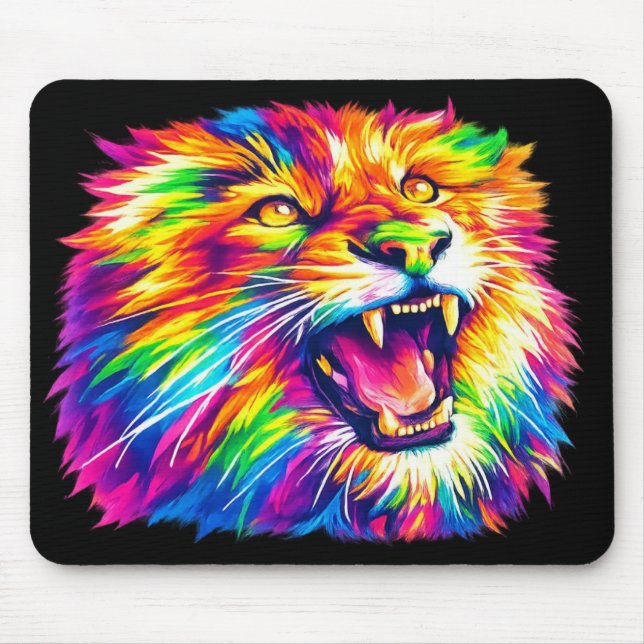 Colorful Roaring Lion Mouse Pad (Frente)
