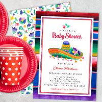 Colorful Sombrero Fiesta Chá de fraldas Convite
