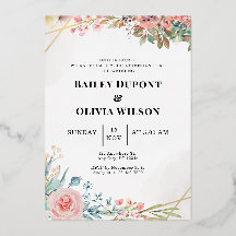Colorful Watercolor Floral Wedding Invitation Card