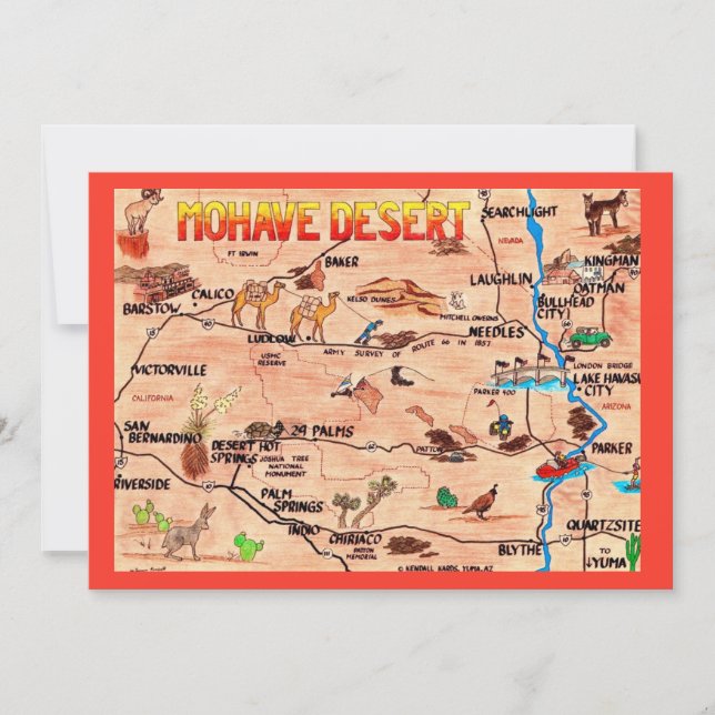 Colorfully Illustrated Mohave Desert Flat Card (Frente)