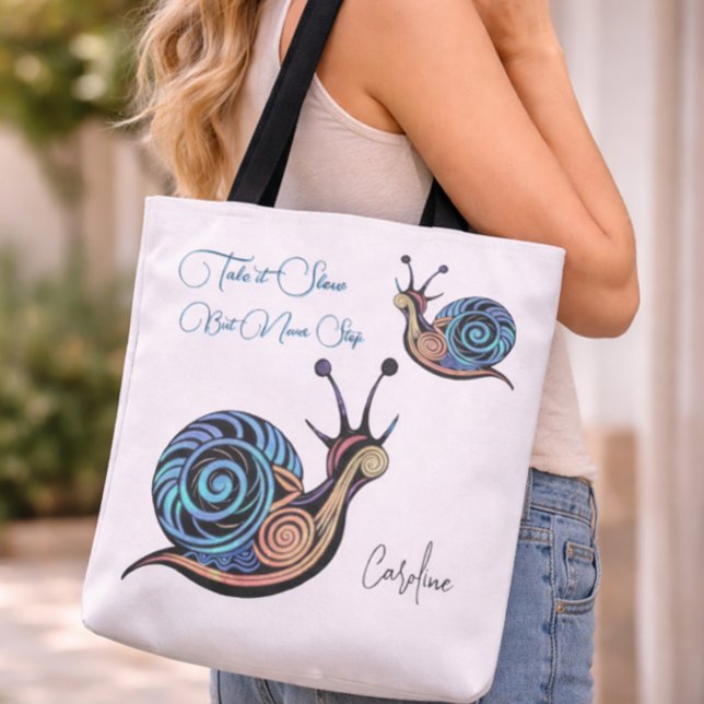 Colorida Bolsa Tote de Caracol Lento Mas Nunca Par (Criador carregado)