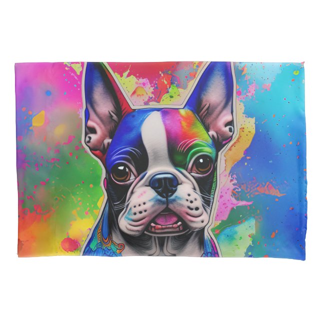 Colorida Boston Terrier Paint Splashes (Frente)
