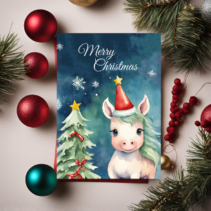Colorida Cartões de natal do Unicórnio de Natal