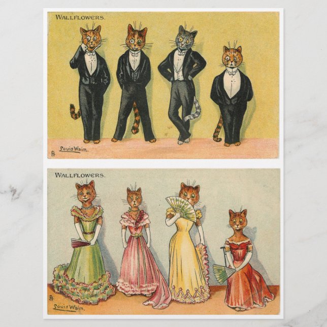 Colorida Cat Wallflower por Louis Wain (Frente)