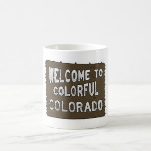 Colorida Colorado sinal de boas-vindas, caneca de