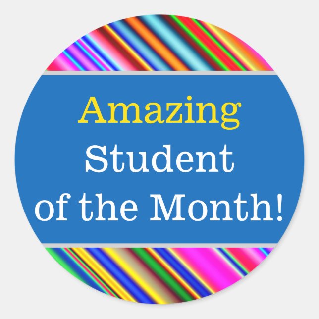Colorida "Estudante Incrível do Mês!" Adesivo (Frente)