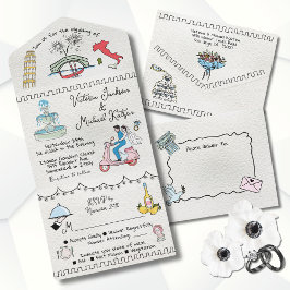 Colorida Mão Desenhada Funca Itália Casamento de r