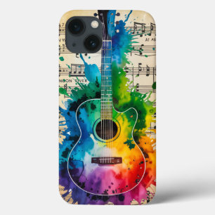 Colorida Melodia: Violão Pintado em Música Vintage