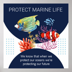 Colorida Modern Protect Marine Life Cote Poster