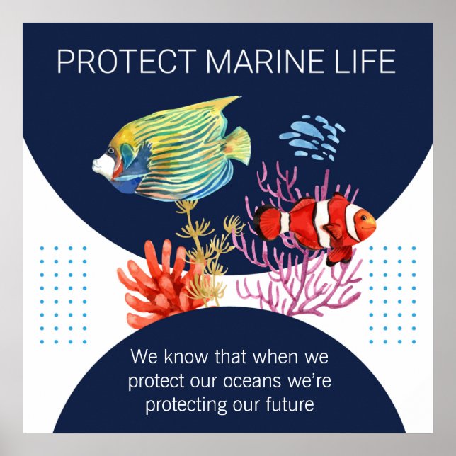 Colorida Modern Protect Marine Life Cote Poster (Frente)