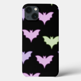 Colorida Neon Pink Purple Green Bats Halloween Mo