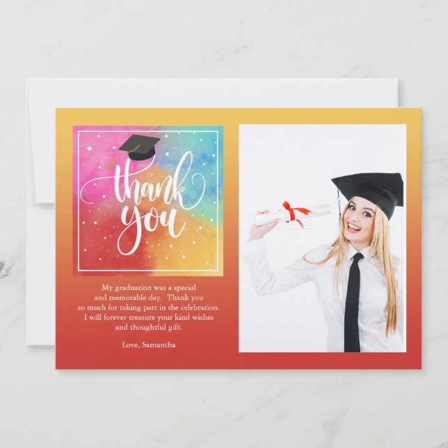 Colorida Obrigado Cartão com fotos Horizontal (Frente)