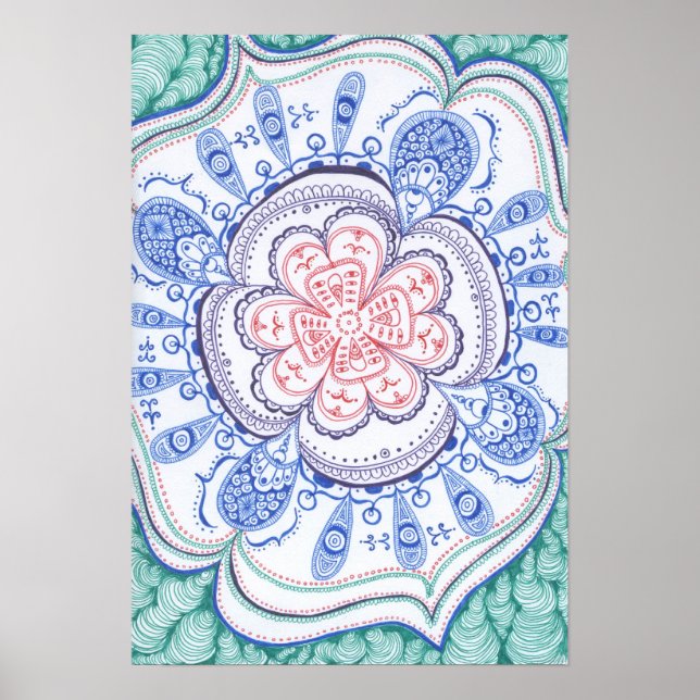 Colorida Poster de Mandala. (Frente)