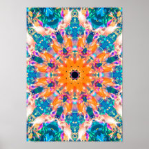 Colorida Psicodélica Dreamy Mandala Poster