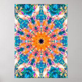 Colorida Psicodélica Dreamy Mandala Poster