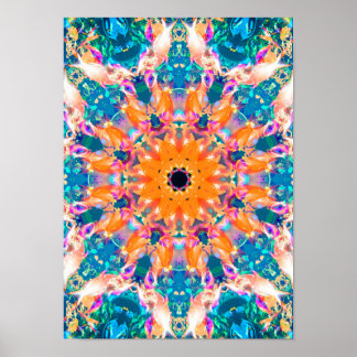 Colorida Psicodélica Dreamy Mandala Poster