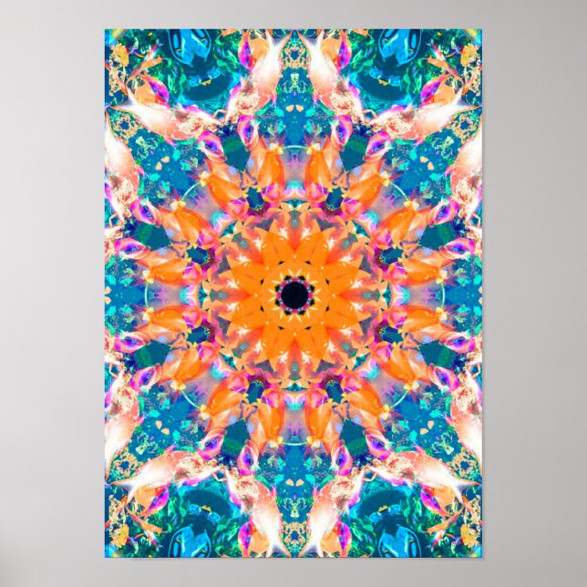 Colorida Psicodélica Dreamy Mandala Poster (Frente)