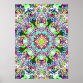 Colorida Psicodélica Dreamy Mandala Poster