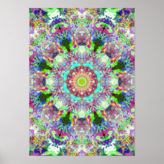 Colorida Psicodélica Dreamy Mandala Poster