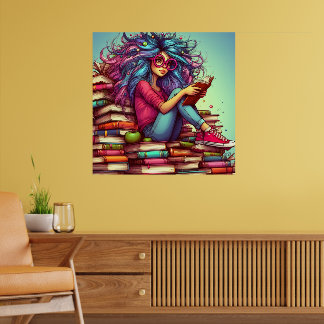Colorida Rainbow Reading Books Wall Poster