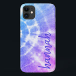Colorida Tie Dye Personalize a capas de iphone do<br><div class="desc">Uma capa de telefone colorida de design de gravata,  impressa com seu nome.</div>