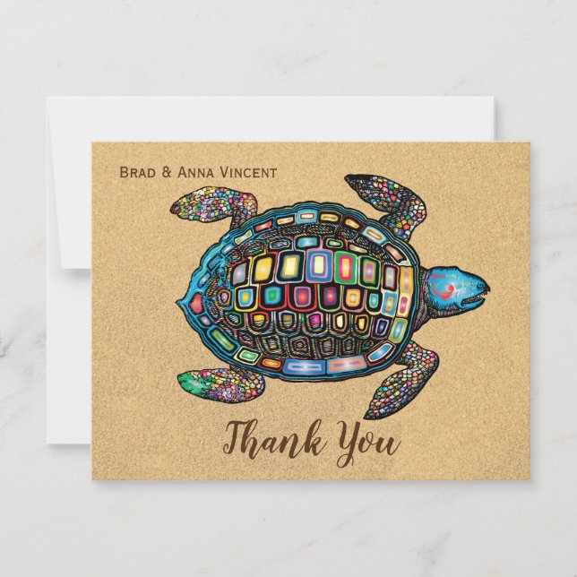 Colorida Turtle Sandy Beach Obrigado (Frente)