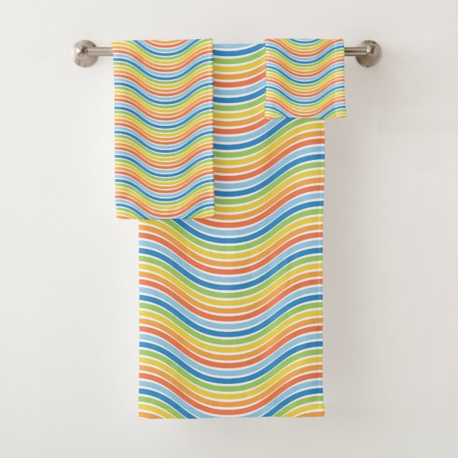 Colorida Wavy Lines Bath Toalha (Insitu)