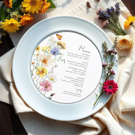 Colorida Wildflower | Cartão de Menu Boho Wedding