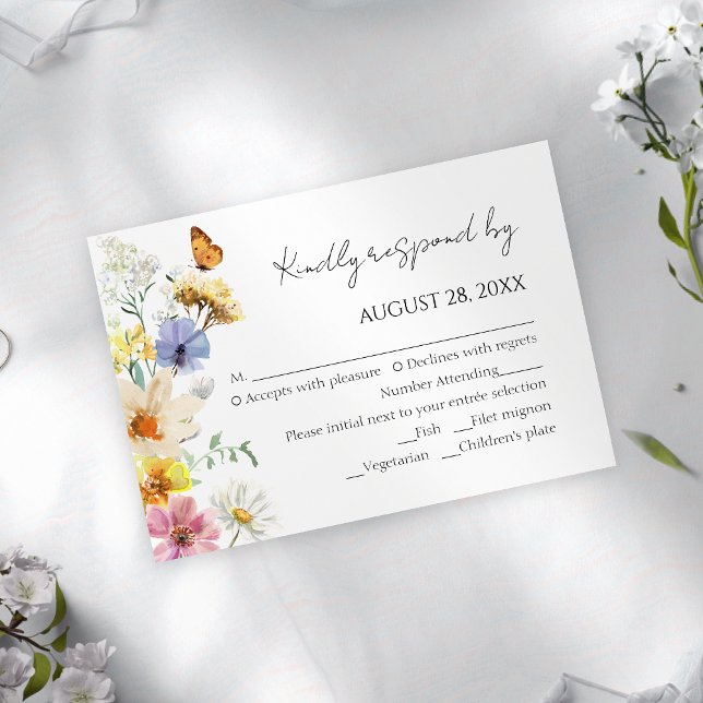 Colorida Wildflower | Cartões RSVP Boho Wedding (Criador carregado)