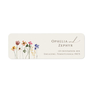 Colorida Wildflower | Etiqueta de endereço de reto