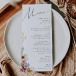 Colorida Wildflower | Menu Janto Casamento de Jard<br><div class="desc">Este girassol colorido | o menu janto de casamento do jardim é perfeito para o seu simples e esquimundo casamento no verão do arco-íris. Os florais cor-de-rosa brilhante, encantado, amarelo, laranja e dourado dão a este produto a sensação de um jardim primavera hippie elegante minimalista. A design moderna é a...</div>