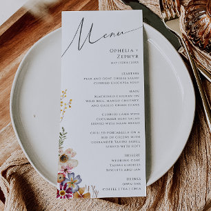 Colorida Wildflower Menu Janto Casamento de Jard